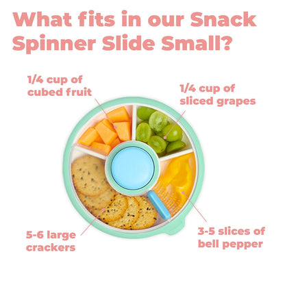 GoBe Kids Small Snack Spinner Slide - Reusable Snack Container with 4 Compartment Dispenser and Lid | BPA/PVC Free | Dishwasher Safe | No Spill - Travel Accessories (Twinberry)