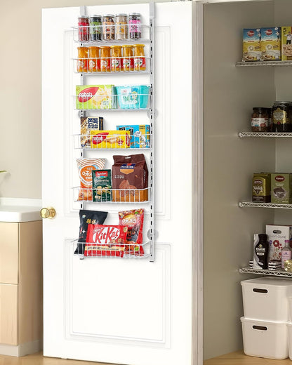 VEVOR Over the Door Pantry Organizer, 10-Tier Pantry Organization and Storage, Heavy-Duty Steel Hanging Spice Rack, Adjustable Wall Seasoning Shelves, for Home Kitchen Laundry Room Bathroom, White