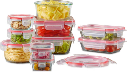 Pyrex Freshlock (4 Cup) Glass Food Storage Containers Set, Airtight & Leakproof Plastic Locking Lids BPA-Free, Meal Prep Containers Set, Freezer Dishwasher Microwave Safe