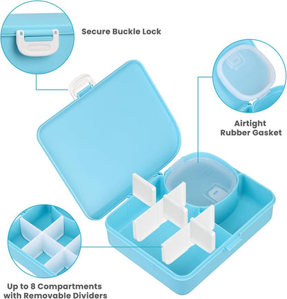 wiwens Snack Box Containers for Kids Adults 2PCS Reusable Snackle Boxes with Adjustable Dividers Airtight Snack Organizers with Compartents Toddler Bento Lunch Box LeakProof for Office,School,Outdoor