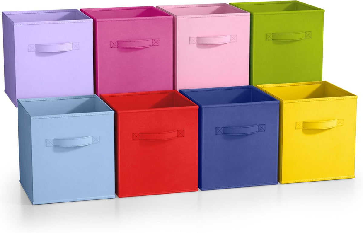 Sorbus Fabric Storage Cubes - 8 Foldable Storage Bins for Organizing Pantry, Cubbies, Toy Box - Clothes Storage & Closet Organizer - 11 Inch Collapsible Cube Baskets for Shelves with Handle