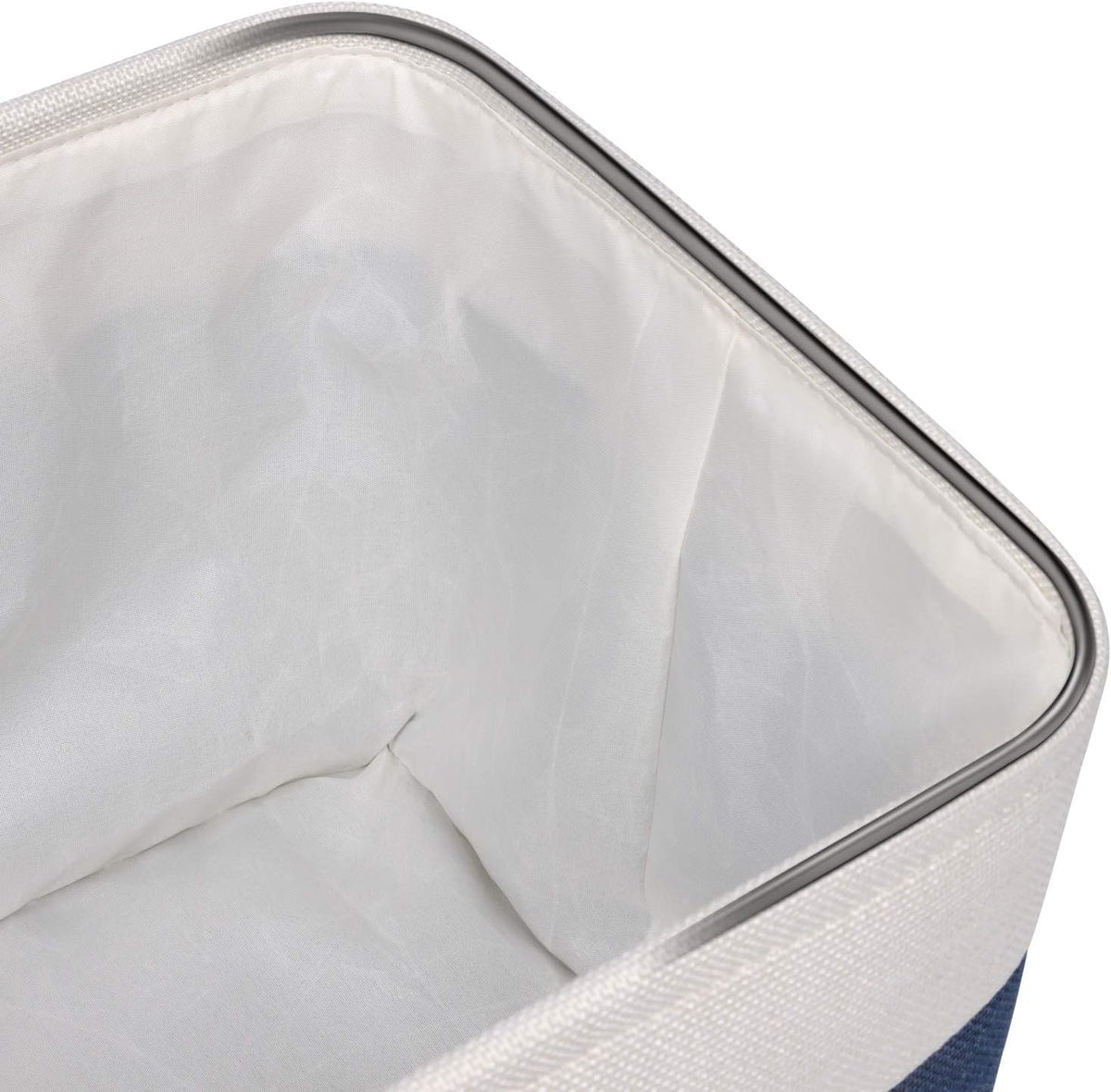 Univivi 4PC Small Fabric Storage Bins,15x6x5 inch Long Narrow Storage Baskets with PU Handles for Closet,Cabinet,Countertop Organizing Small Items (Gray,15x6x5 inch)