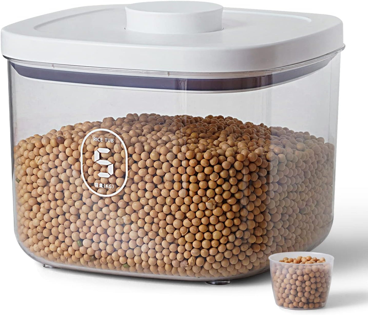 20-25 lbs Rice Dispenser,10.5 Qt/10 L/22-25 lbs Rice Container Storage with Measuring Cup & Brush Food Cereal Container Bins Household for Kitchen Pantry Organization (AY-10KG-WHITE)