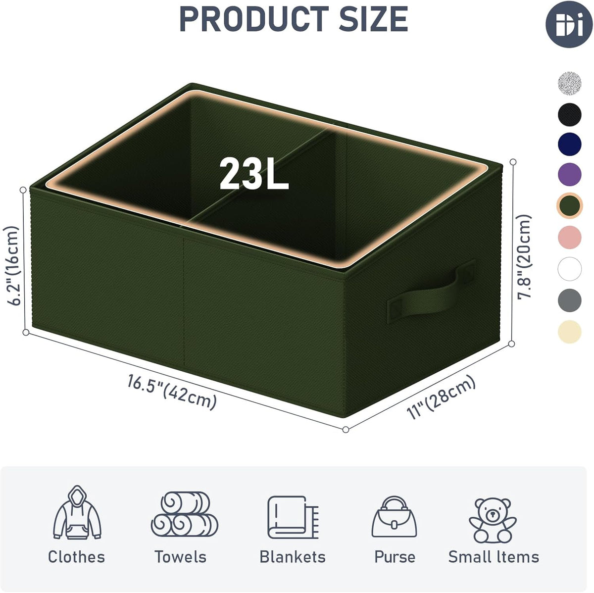 DIMJ Closet Storage Bins - Fabric Storage Baskets for Shelves, Collapsible Closet Organizers and Storage with Handles, Trapezoid Shelf Organization Storage Cubes for Purse, Toys, Books, Towel, Socks