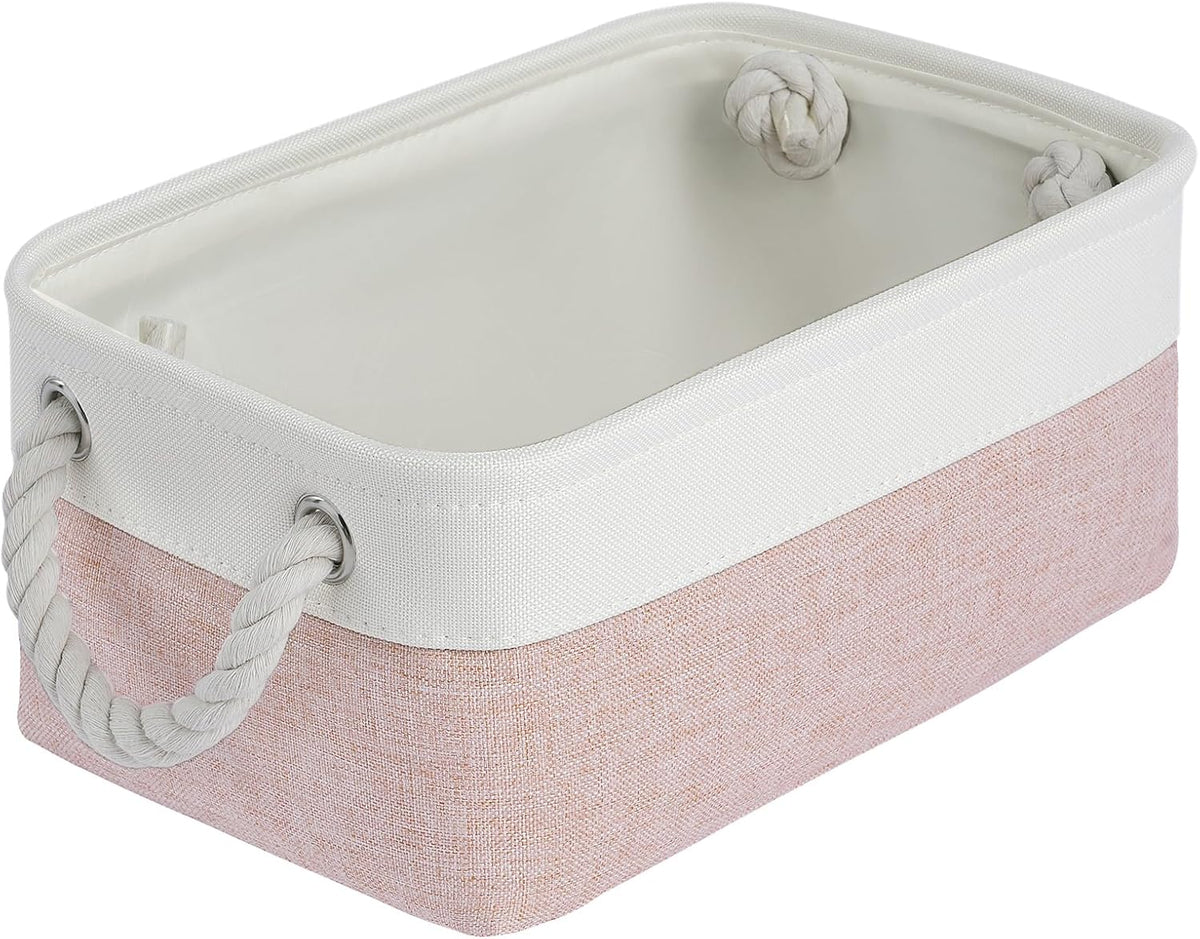 Large Storage Baskets- 15.7x11.8x8.26 inch Storage Bins for Shelves and Closet Organizing, Foldable Fabric Bin for Home Organization Clothes and Laundry (3-Pack, White&Khaki)