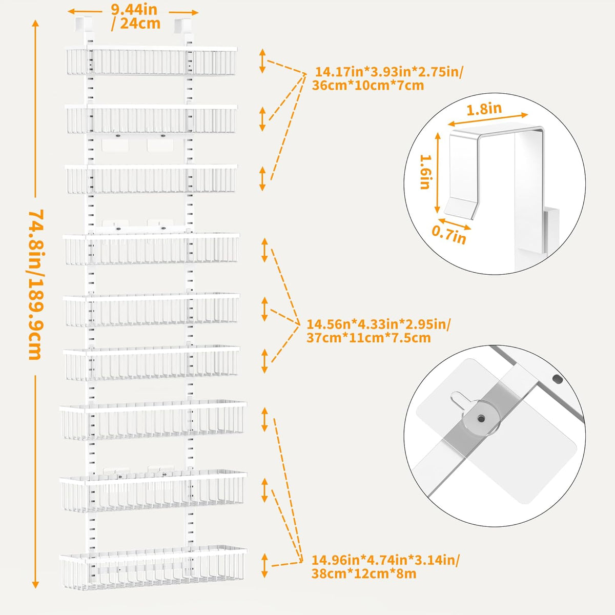 Moforoco White Over The Door Pantry Organizer, Pantry Organization and Storage, Metal Hanging Spice Rack Shelves Door, Seasoning Shelves, Laundry Room Organization, House and Kitchen Essentials