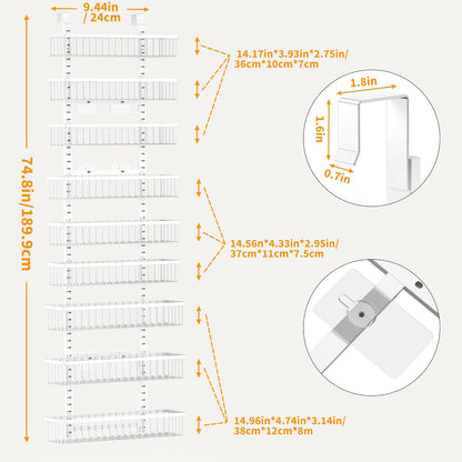 Moforoco White Over The Door Pantry Organizer, Pantry Organization and Storage, Metal Hanging Spice Rack Shelves Door, Seasoning Shelves, Laundry Room Organization, House and Kitchen Essentials