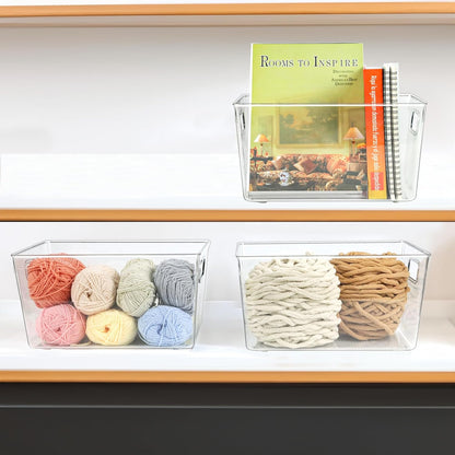 ZEXALOR 10 PACK Clear Storage Bins Clear Storage Containers for Kitchen Pantry Organization, Organizing Bins with Built in Handles, Cabinet Organizers