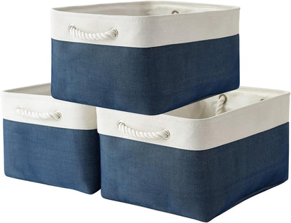 Fabric Storage Bins 12x8x5 inch [6-Pack] with Rope Handles - Decorative Baskets for Organizing