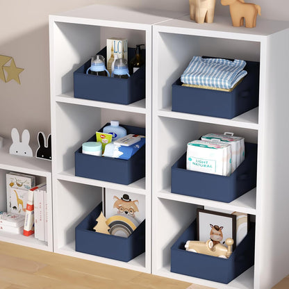 DIMJ Closet Storage Bins - Fabric Storage Baskets for Shelves, Collapsible Closet Organizers and Storage with Handles, Trapezoid Shelf Organization Storage Cubes for Purse, Toys, Books, Towel, Socks
