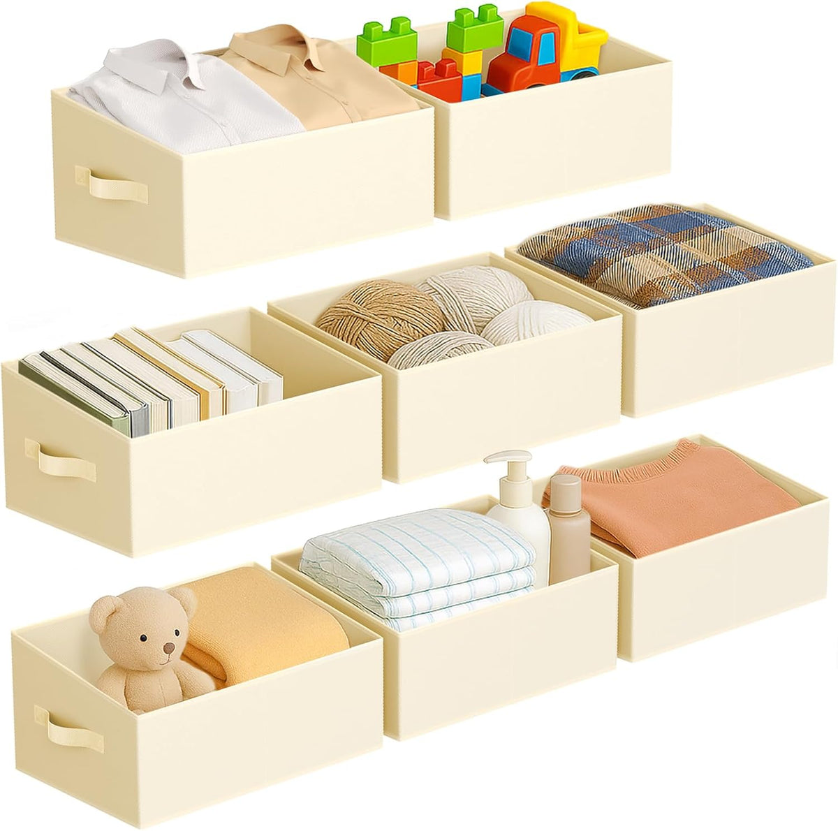 DIMJ Closet Storage Bins - Fabric Storage Baskets for Shelves, Collapsible Closet Organizers and Storage with Handles, Trapezoid Shelf Organization Storage Cubes for Purse, Toys, Books, Towel, Socks