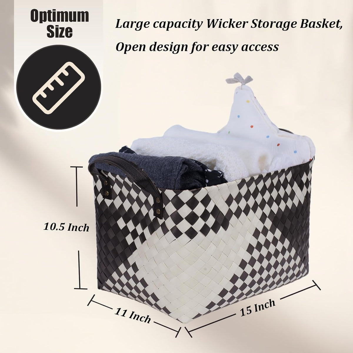 BROWNLILY Handwoven Clothes Basket Laundry Hampers Large Wicker Storage Baskets for Shelves Blankets Closet Storage Bins Car Bedroom Bathroom Organizers and Storage Bath (Pack of 4, Brown)