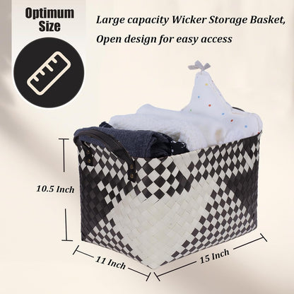 BROWNLILY Handwoven Clothes Basket Laundry Hampers Large Wicker Storage Baskets for Shelves Blankets Closet Storage Bins Car Bedroom Bathroom Organizers and Storage Bath (Pack of 4, Brown)