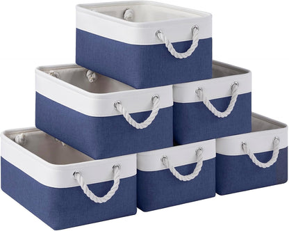 Large Storage Baskets- 15.7x11.8x8.26 inch Storage Bins for Shelves and Closet Organizing, Foldable Fabric Bin for Home Organization Clothes and Laundry (3-Pack, White&Khaki)