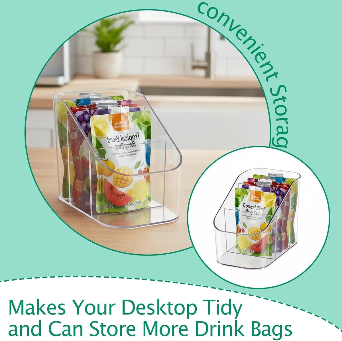 Drink Packet Organizer for Powdered Drink Mix,Powder Packet,Water Flavor Packet,Wooden Water Flavor Packet Organization Container for Kitchen Cabinet, Pantry,Office, Snack Bar Organizer-Small