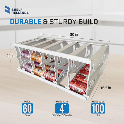 Shelf Reliance Cansolidator Pantry Plus - Can Organizer for Pantry, Stackable Soda Can Storage for Kitchen, Holds 60 Cans of Food or Soda