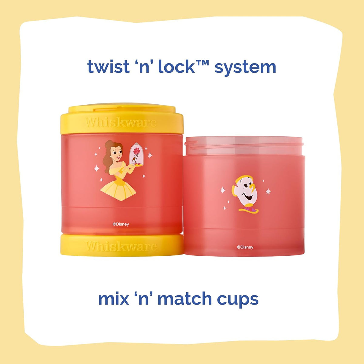Whiskware Bluey Stackable Snack Containers for Babies, Toddlers, and Kids, 3 Stackable Snack Cups for School and Travel, Cupholder Friendly, Bluey and Bingo! Let’s Do This!