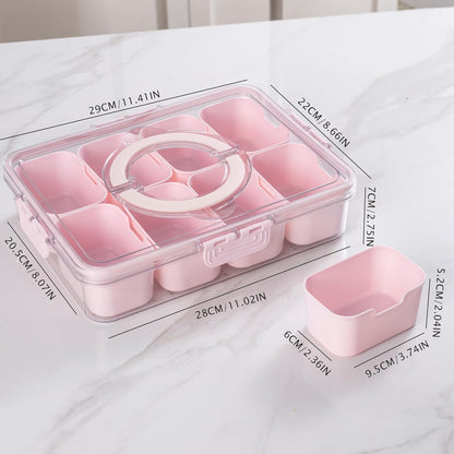 WACOI Divided Snack Serving Tray with Lid and Handle travel Snackle Box Charcuterie Container Portable Storage Organizer for Candy, Fruits, Nuts, Snacks 1Pack White