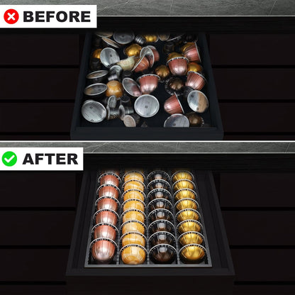 MinBoo Bamboo Coffee Pod Storage Holder Drawer Insert for Counter Compatible Nespresso Vertuo Vertuoline Capsules for Kitchen, Home, Office, Coffee Station