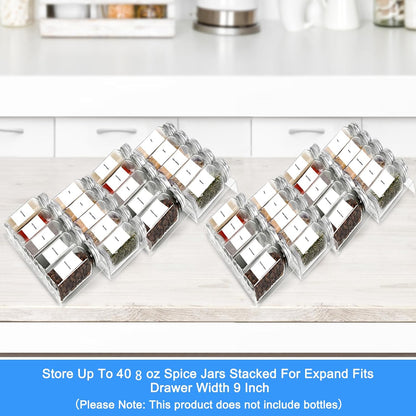 Acrylic Seasonings Spice Rack,Acrylic Spice Drawer Organizer,4 Tier,for Drawer/Countertop,Organize and Display Your Spices,and Seasonings(Jars not included)