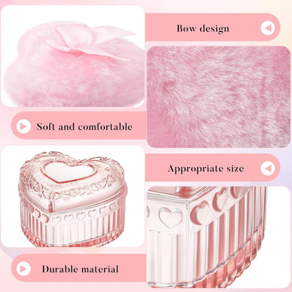 Tioncy 3 Pcs Large Body Powder Puff and Container Valentine's Day gift Powder Container with Puff Crystal Case Soft Washable Reusable Velour Face Body Glitter Wet Dry Makeup (Classic,Clear)