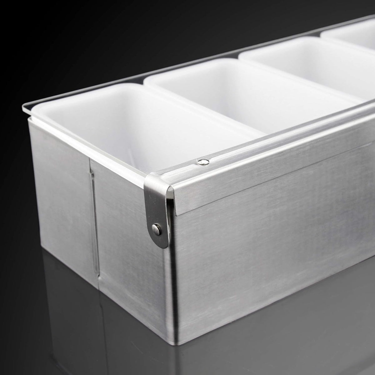 New Star Foodservice 48032 Stainless Steel Condiment Dispenser with 5 Compartments (No Ice Tray)