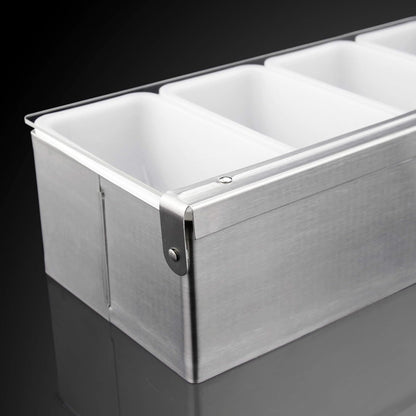 New Star Foodservice 48032 Stainless Steel Condiment Dispenser with 5 Compartments (No Ice Tray)