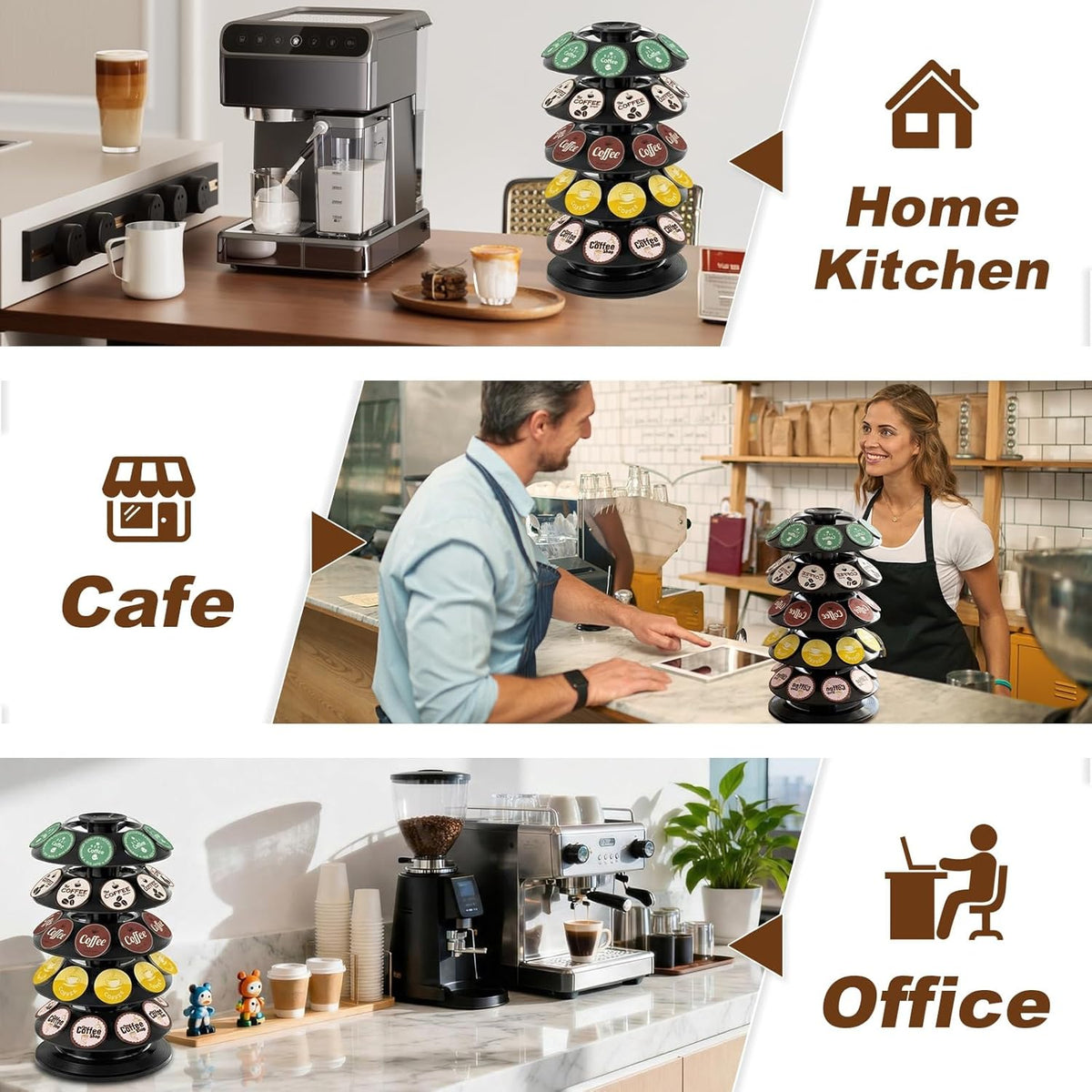 K Cup Holder, Coffee Pod Storage Carousel Holder Organizer Compatible with 40 Keurig K-Cup Pods, Home or Office Kitchen Counter Organizer