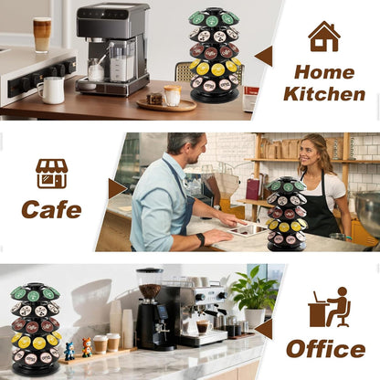 K Cup Holder, Coffee Pod Storage Carousel Holder Organizer Compatible with 40 Keurig K-Cup Pods, Home or Office Kitchen Counter Organizer