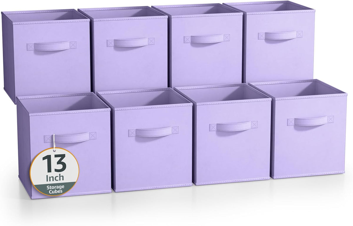 Sorbus Fabric Storage Cubes - 8 Foldable Storage Bins for Organizing Pantry, Cubbies, Toy Box - Clothes Storage & Closet Organizer - 11 Inch Collapsible Cube Baskets for Shelves with Handle