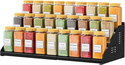 RCHYFEED Spice Rack Organizer for Cabinet, 3 Tier Spice Rack Expandable(13.4"-21.8"), Height Adjustable Spice Organization Shelf Metal Display Shelf, Spice Organization for Cabinet Countertop Pantry