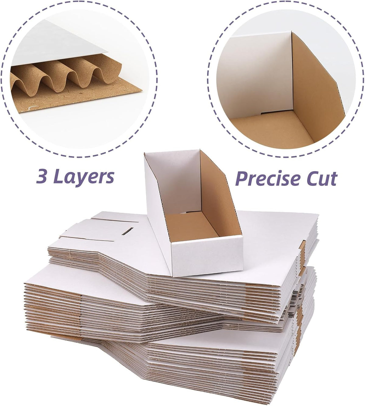 EXYGLO Cardboard Boxes, Pack of 35 Corrugated Storage Bins 12x6x4.5 inch Pantry Organizer Bins for Shelves Garage Office Organization