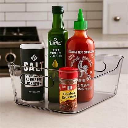 Acrylic Pantry Storage Bins, Storage Bins for Cabinets, Clear Bins for Pantry, Cabinets, Organizing, Fridge, Kitchen (7.9” x 5.5” x 3.2”)