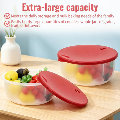 2 Pack Cookie Storage Containers Airtight with Lips, 3.5 L Round Plastic Reusable Cookie Box, Leak-proof Muffin Carrier for Baked Goods, Cupcake Storage & Meal Prep