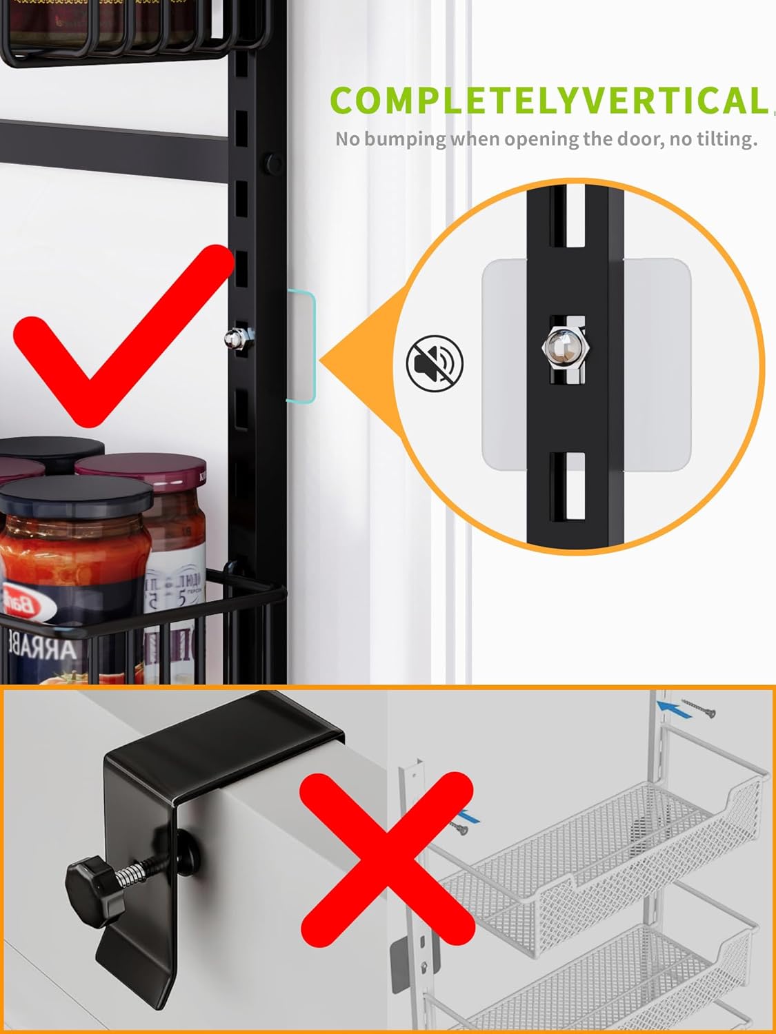 6-Tier Over the Door Pantry Organizer, Pantry Organization And Storage, Hanging Storage Organizer Spice Rack Metal Shelving for Home & Kitchen, Office Laundry Room Bathroom Black