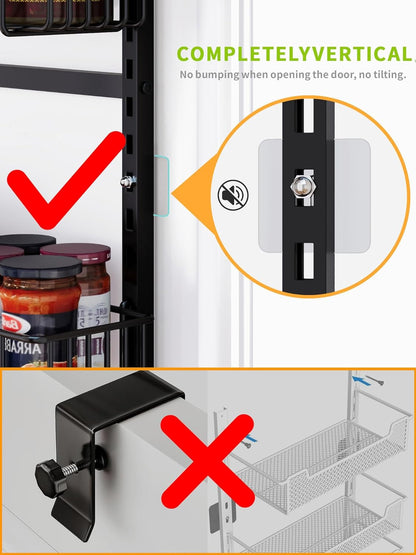 6-Tier Over the Door Pantry Organizer, Pantry Organization And Storage, Hanging Storage Organizer Spice Rack Metal Shelving for Home & Kitchen, Office Laundry Room Bathroom Black