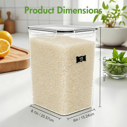 ALSO GO 2 PC (9.5L | 321 Oz) Extra Large Airtight Food Storage Containers with Lids,Kitchen and Pantry Organization Plastic Containers for Flour,Rice,Cereal,Pasta,Sugar,dog food (Leakproof, BPA-Free)