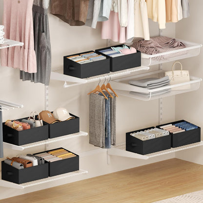 DIMJ Closet Storage Bins - Fabric Storage Baskets for Shelves, Collapsible Closet Organizers and Storage with Handles, Trapezoid Shelf Organization Storage Cubes for Purse, Toys, Books, Towel, Socks