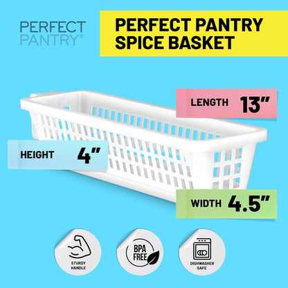 Handy Basket – Kitchen Discovery – Kitchen Pantry Organizers and Storage - Plastic Organizer Bins with Handles in Large Size for Chip Bags, Cake Mixes, Pasta, and Condiments