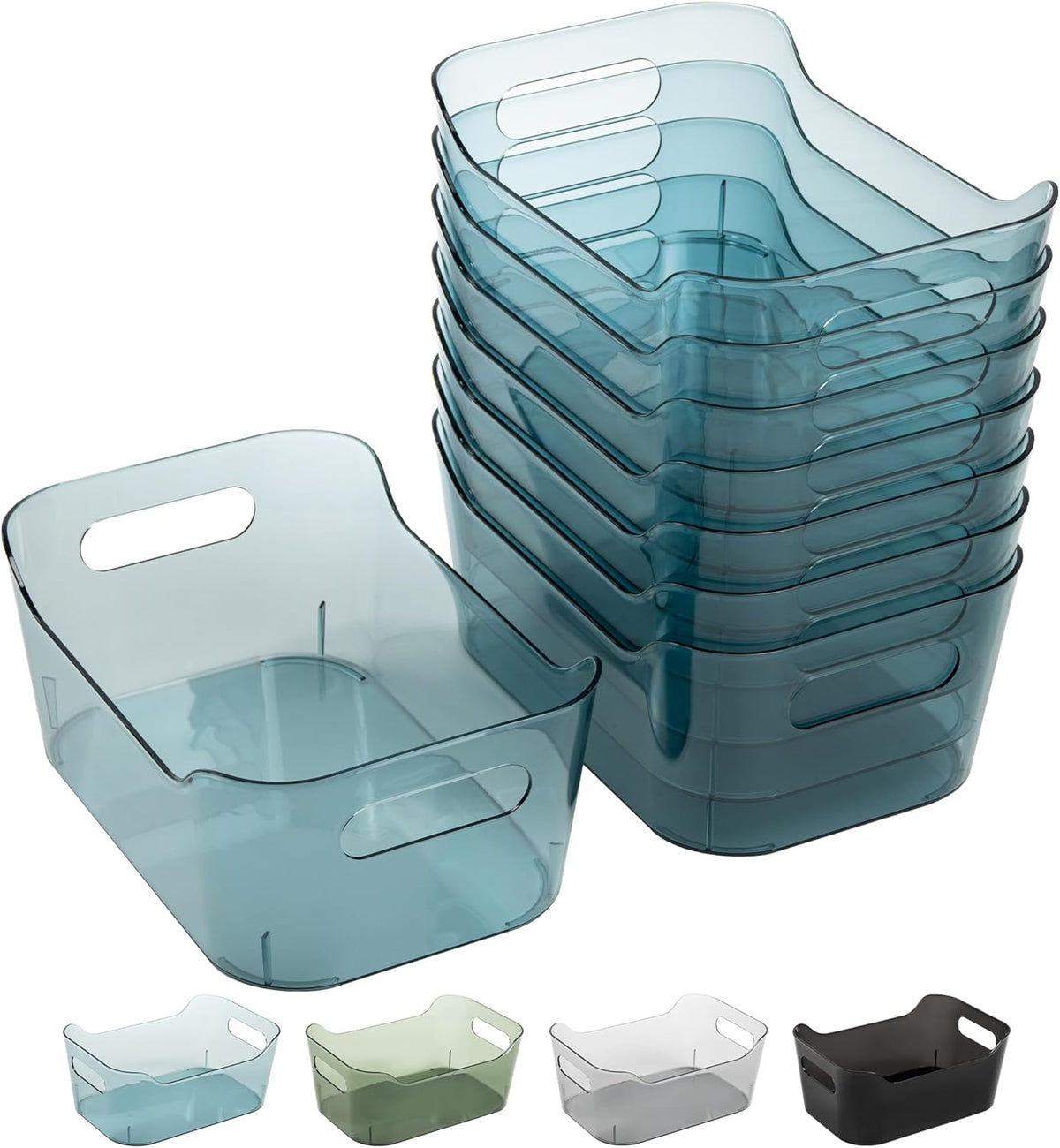 Tiawudi 8 Pack Plastic Storage Bins, Clear Pantry Organizers and Storage Containers, Multi-Use Organizer Bins for Kitchen, Bathroom, Office, Shelf, Fridge, Home Edit and Cabinet Organizers