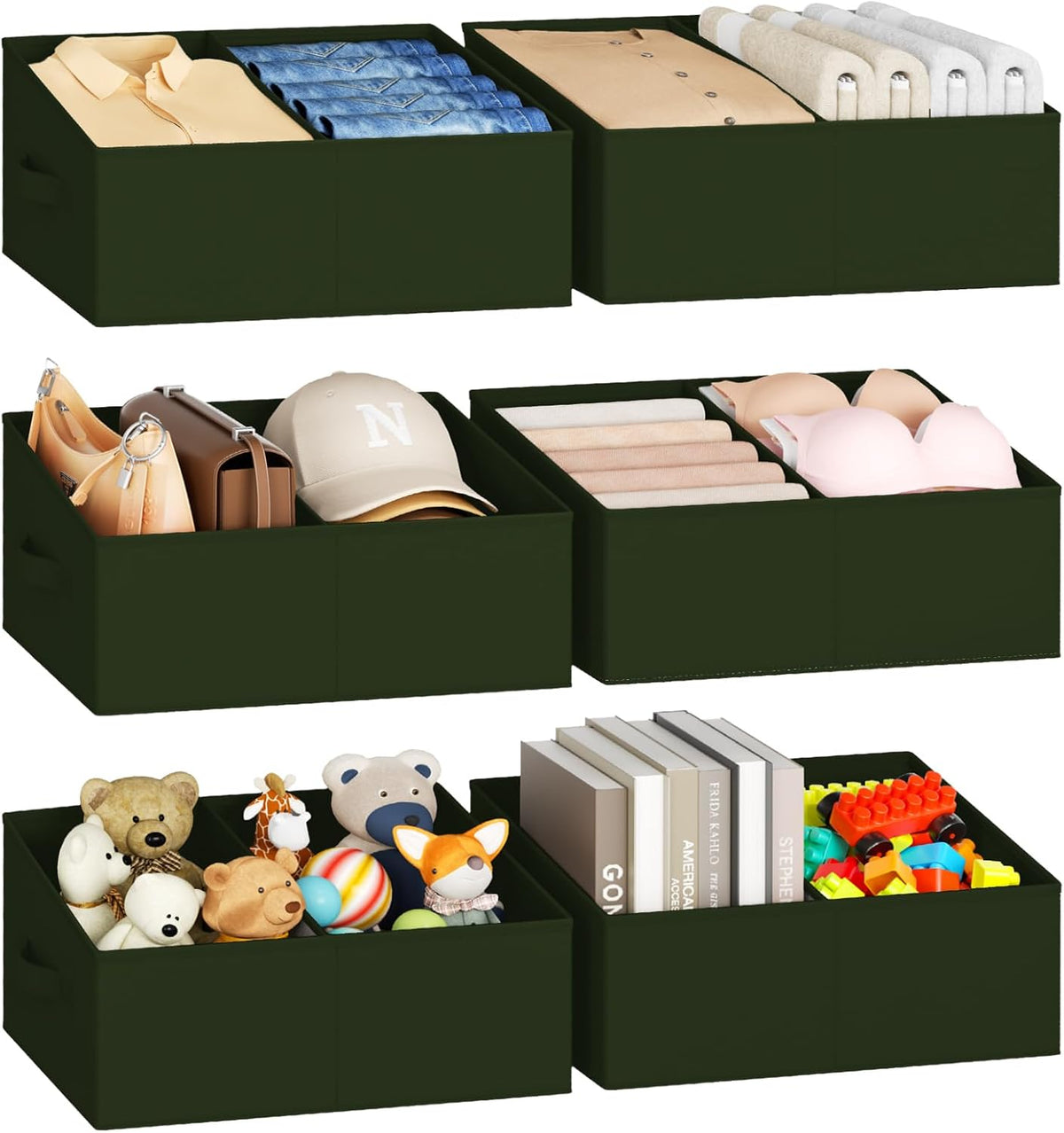 DIMJ Closet Storage Bins - Fabric Storage Baskets for Shelves, Collapsible Closet Organizers and Storage with Handles, Trapezoid Shelf Organization Storage Cubes for Purse, Toys, Books, Towel, Socks