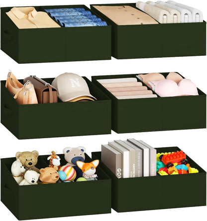 DIMJ Closet Storage Bins - Fabric Storage Baskets for Shelves, Collapsible Closet Organizers and Storage with Handles, Trapezoid Shelf Organization Storage Cubes for Purse, Toys, Books, Towel, Socks