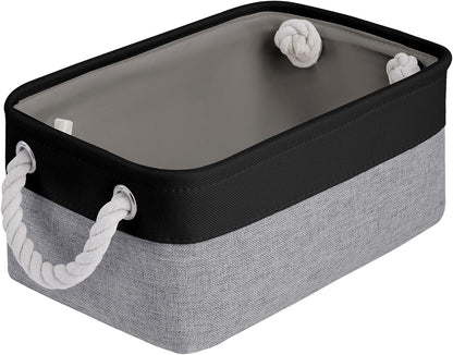 Large Storage Baskets- 15.7x11.8x8.26 inch Storage Bins for Shelves and Closet Organizing, Foldable Fabric Bin for Home Organization Clothes and Laundry (3-Pack, White&Khaki)