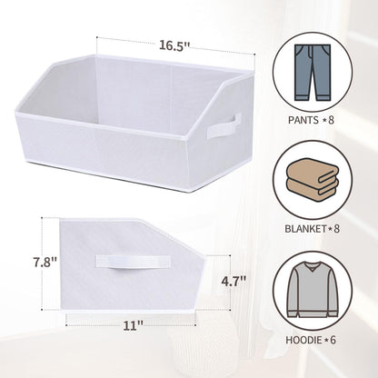 Homsorout Closet Organizers Bins 6 Packs - Large Closet Shelf Organizer with Handles, Fabric Trapezoid Storage Bins, Collapsible Storage Cubes for Clothes, Towels, Light Gray