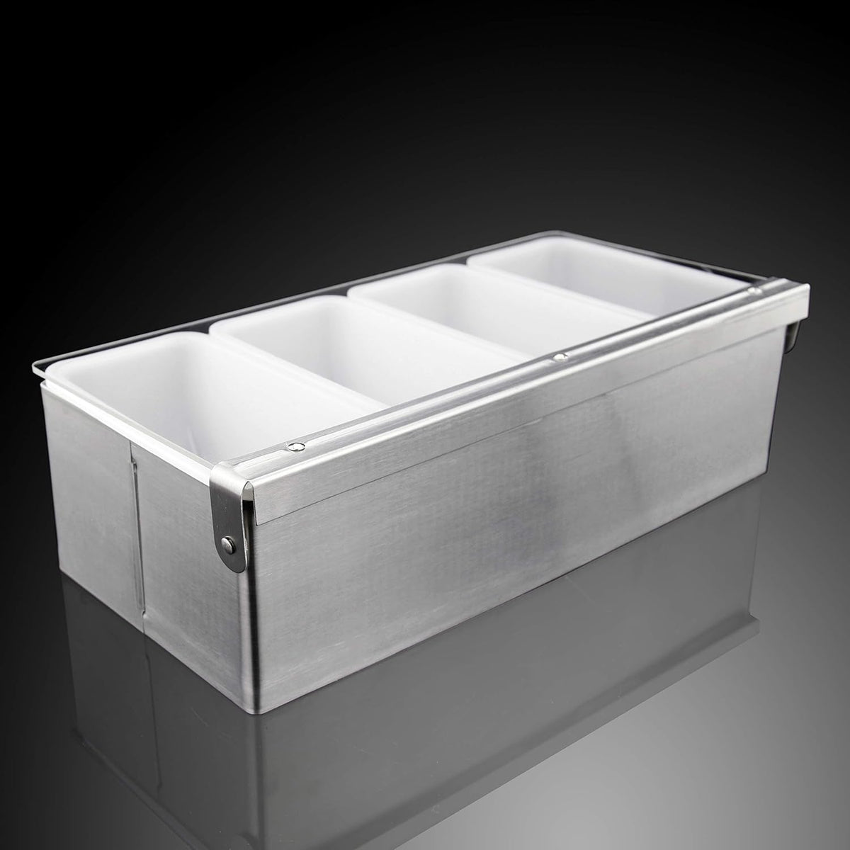 New Star Foodservice 48032 Stainless Steel Condiment Dispenser with 5 Compartments (No Ice Tray)