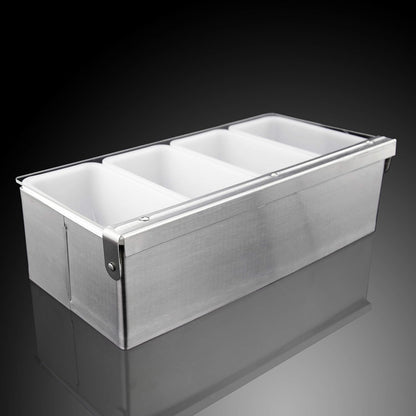 New Star Foodservice 48032 Stainless Steel Condiment Dispenser with 5 Compartments (No Ice Tray)