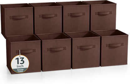Sorbus Fabric Storage Cubes - 8 Foldable Storage Bins for Organizing Pantry, Cubbies, Toy Box - Clothes Storage & Closet Organizer - 11 Inch Collapsible Cube Baskets for Shelves with Handle