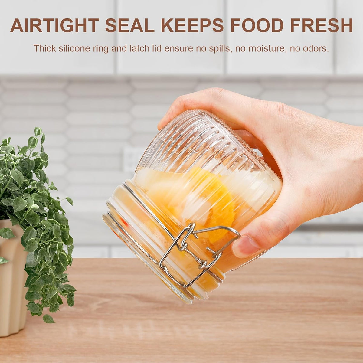 17oz Airtight Glass Jars, 6 Pack Clamp Lid Canisters, Small Food Storage Containers for Spices, Nuts, Snacks, Canning Jar for Jams & Pickling, Pantry Organization