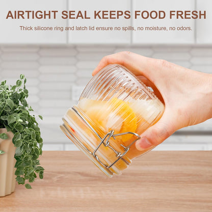 17oz Airtight Glass Jars, 6 Pack Clamp Lid Canisters, Small Food Storage Containers for Spices, Nuts, Snacks, Canning Jar for Jams & Pickling, Pantry Organization
