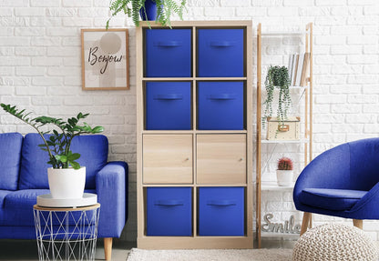 Sorbus Foldable Storage Cubes - 6 Fabric Baskets for Organizing Pantry, Closet, Shelf, Nursery, Playroom, Toy Box, Cubby -11 Inch Dual Handle Collapsible Closet Organizers and Storage Bins (Navy Blue)